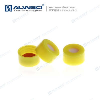 9-425 PP Yellow Smooth Screw Cap with PTFE Septa