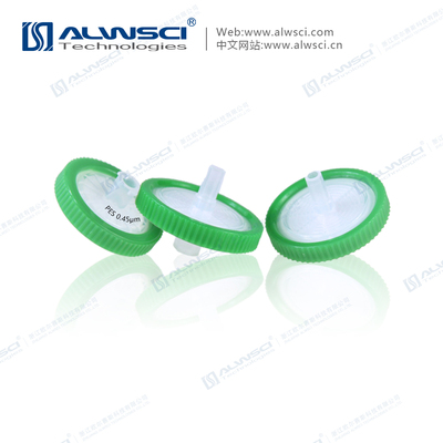 25mm PES Syringe Filters Size 0.45 Micron with Printing Green Color