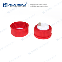Red GL45 Safety Cap Three holes 1/8 inch OD tubing