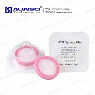 Sterile 25mm PTFE Syringe Filter Hydrophilic 0.22um