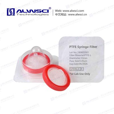 Sterile 33mm PTFE Syringe Filter Hydrophilic 0.45um