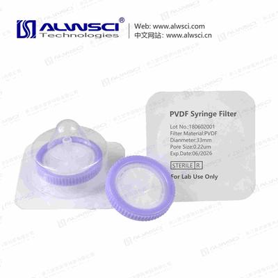 Sterile 33mm PVDF Hydrophobic Economy Syringe Filter 0.22 Micron
