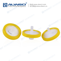 25mm Nylon Syringe Filters Size 0.45 Micron with Printing with Yellow Outer Ring