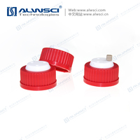 Red GL45 Safety Cap Three holes1/16 inch OD tubing
